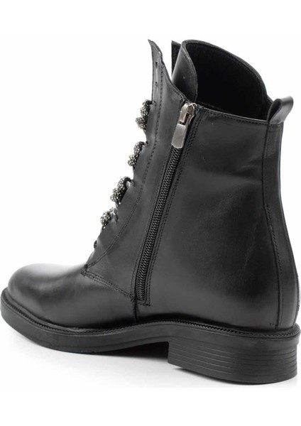 Siyah Hakiki Deri Kadın Bot & Bootie K02531206503