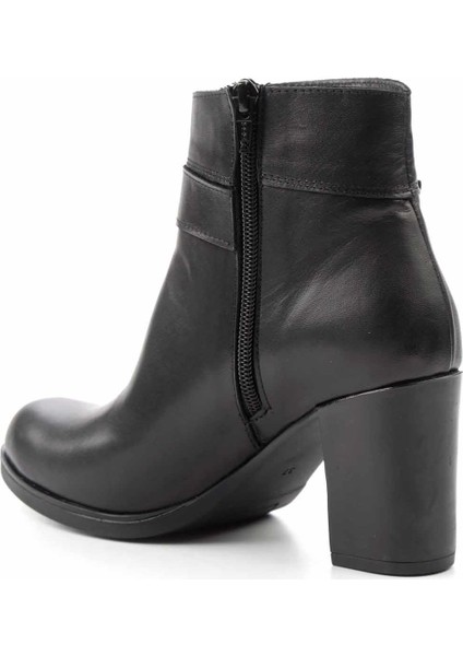 Siyah Hakiki Deri Kadın Bot & Bootie K02195101903