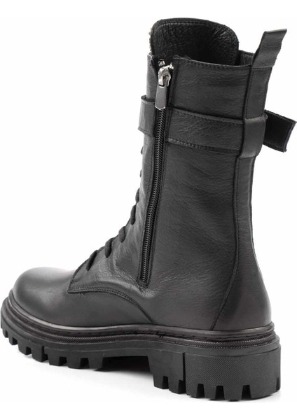 Siyah Platin Taşlı Hakiki Deri Kadın Bot & Bootie K02178001603 fırsatları