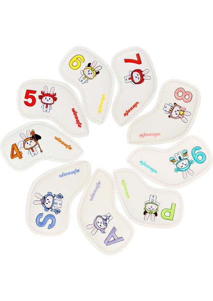 9x Golfı Set Pu Tavşan Nakış Headcover (Yurt Dışından)