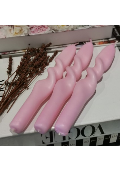 Iv Candles Homedecor Pudra Pembe 3'lü Orta Burgulu Şamdan Mumu fiyatları