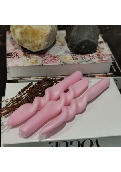 Iv Candles Homedecor Pudra Pembe 3'lü Orta Burgulu Şamdan Mumu fırsatları