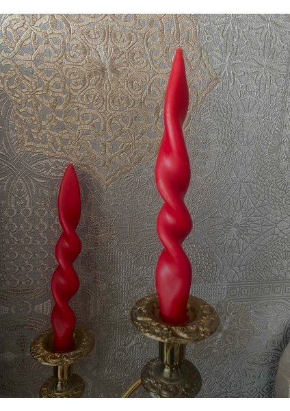 Iv Candles Homedecor Kırmızı 3'lü Büyük Burgulu Şamdan Mumu