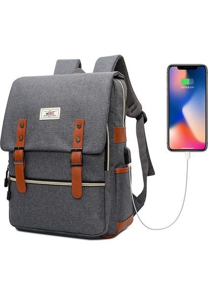 Erkek ve Kadın Aynı Stil Naylon Sırt Çantası USB Şarj Edilebilir Bilgisayar Sırt Çantası (Yurt Dışından)