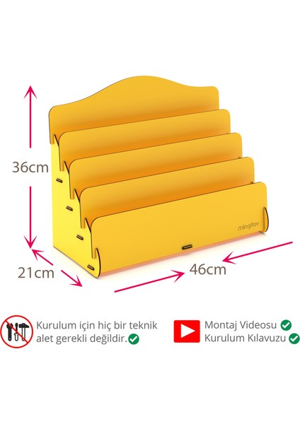 Mini Lucky 4 Raflı Ahşap Masaüstü Mini Kitaplık Montessori Çocuk Kitaplığı Çocuk Odası Kitaplık