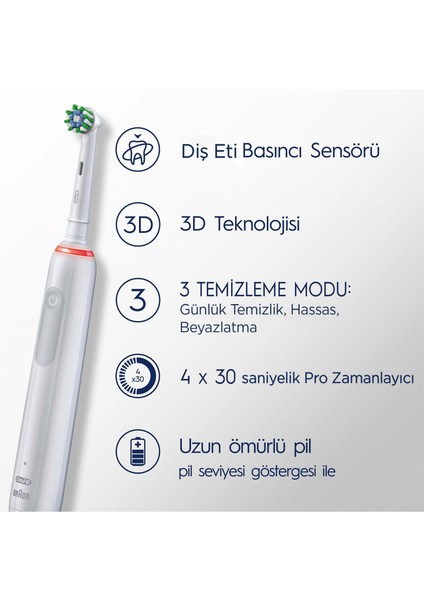 Pro 3 3500 Şarj Edilebilir Diş Fırçası - Beyaz