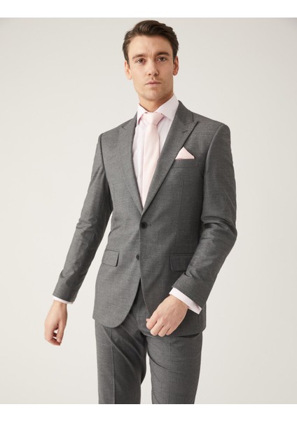 Slim Fit Sharkskin Ceket