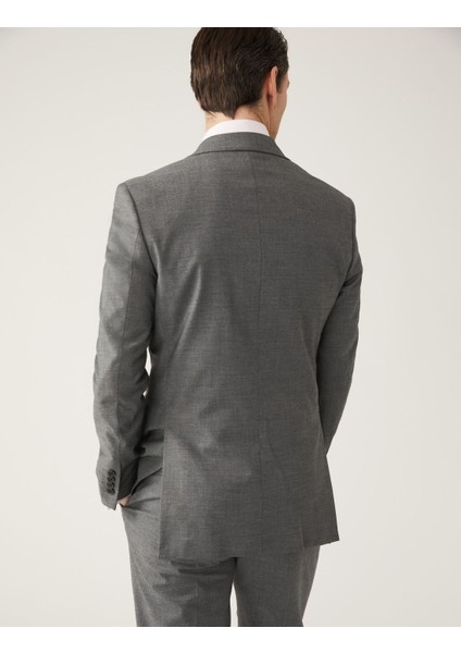 Slim Fit Sharkskin Ceket