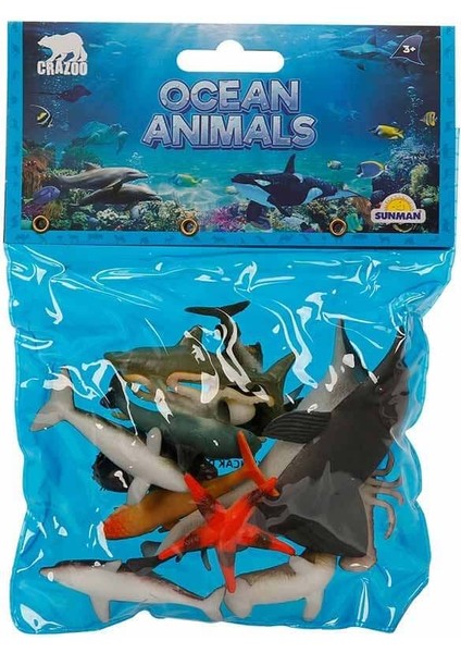 Okyanus Hayvanları Poşetli Hayvan Oyun Seti - Yunus-Ahtapot