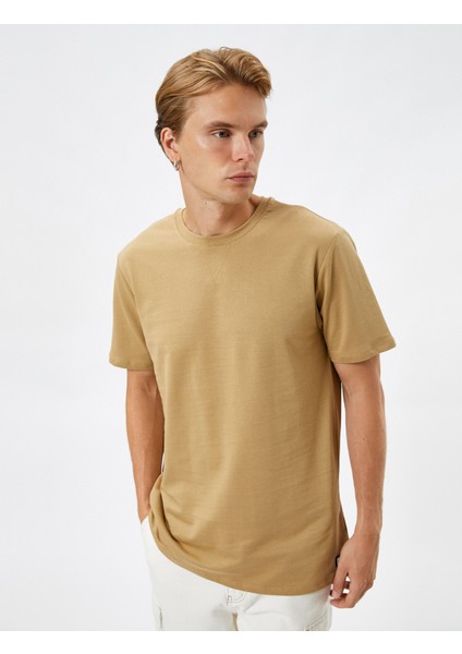 Basic Tişört Bisiklet Yaka Kısa Kollu Dikiş Detaylı Pamuklu fiyatları