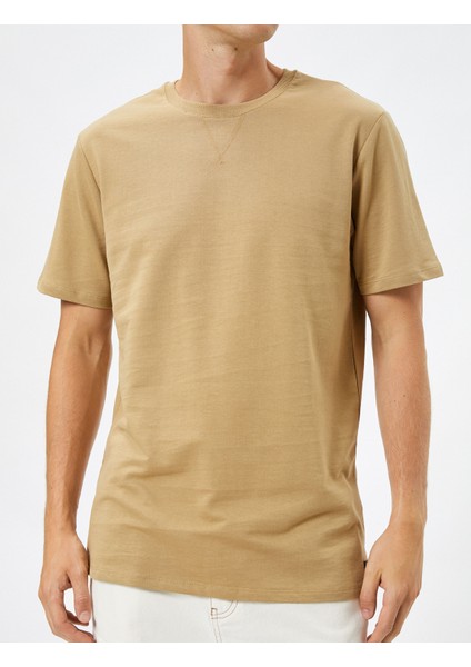 Basic Tişört Bisiklet Yaka Kısa Kollu Dikiş Detaylı Pamuklu indirimleri