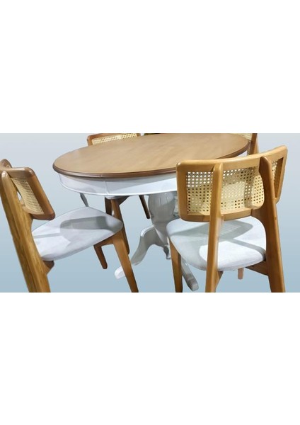 Masa ST Sandalye Takım Ihlamur Baba Ayak MDF Tabla 110cm Beyaz Ceviz El yapım modelleri