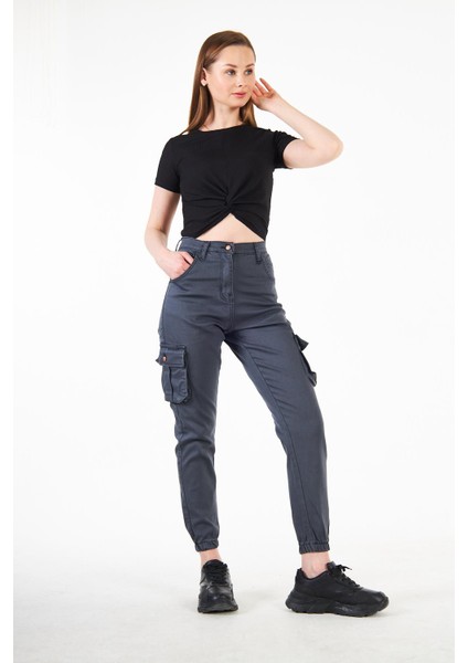 Kadın Jogger Rahat Kalıp Paça Lastikli Gabardin Pantolon