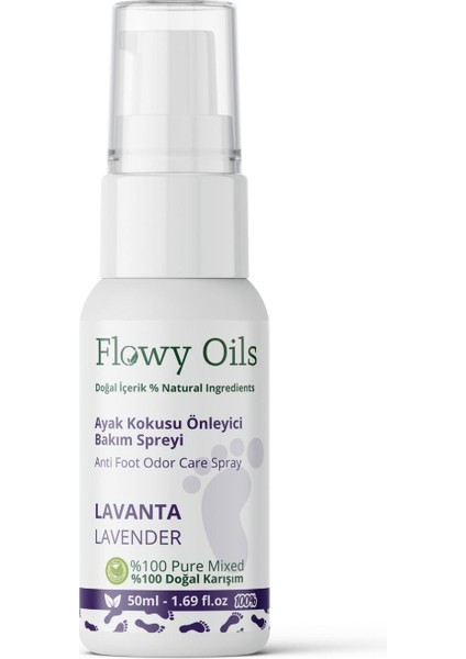 Ayak Koku Giderici Lavanta Kokulu Bitkisel Içerik Ayak Deodarant Ayak Koku Önleyici Sprey 50 ml