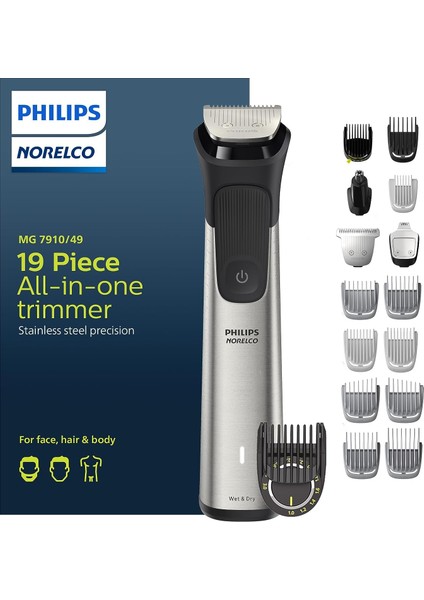 Norelco Multigroom Serisi 7000, Erkek Bakım Seti MG7910/49