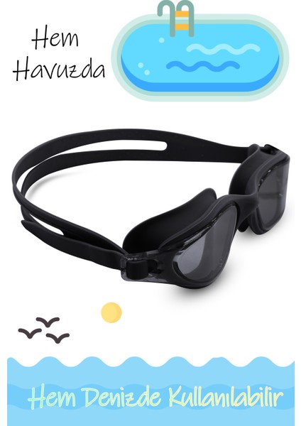4lü Set Swimmer Pro Buğu Yapmaz Havuz Deniz Yüzücü Gözlüğü Boneli Tıkaçlı Uv Korumalı Yüzme Siyah
