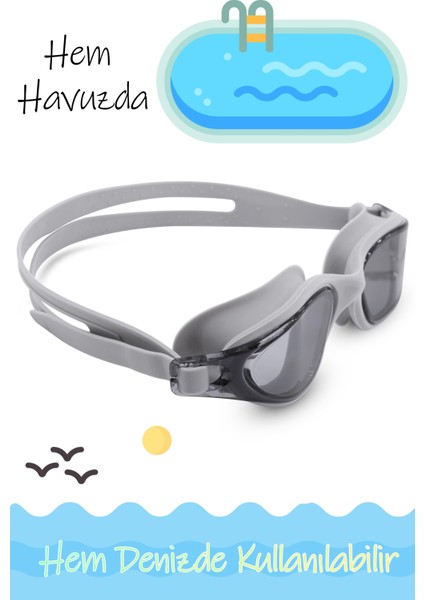 4lü Set Swimmer Pro Buğu Yapmaz Havuz Deniz Yüzücü Gözlüğü Boneli Tıkaçlı Uv Korumalı Yüzme Gri