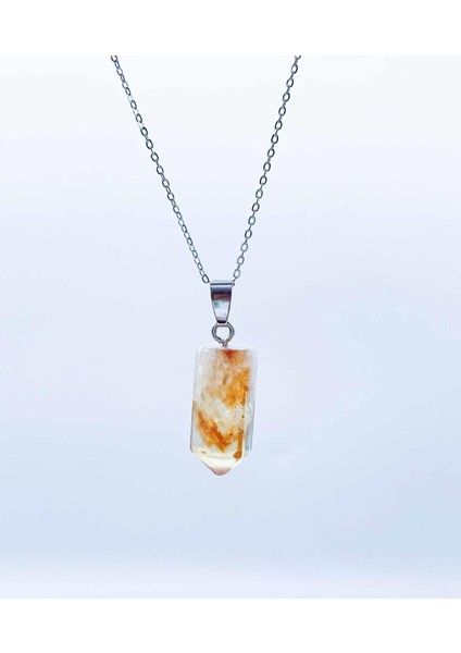 Sitrin Doğal Taş Kolye Ucu + Zincir