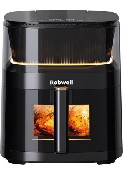 Robwell Rxo5 Son Teknoloji Otomatik Buhar Püskürtmeli Airfryer 10 Renkli Işıklı Menü