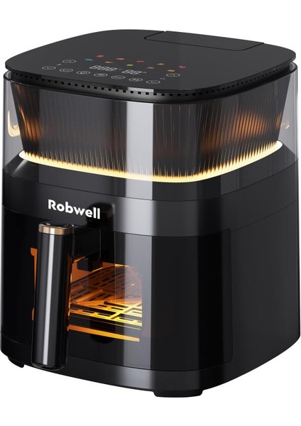 Robwell Rxo5 Son Teknoloji Otomatik Buhar Püskürtmeli Airfryer 10 Renkli Işıklı Menü