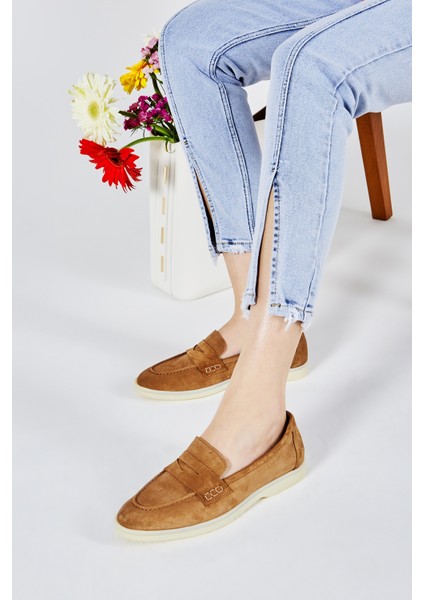 Bruna Kadın Tütün Süet Hakiki Deri Loafer Ayakkabı 902 0208 Bn Ayk Y23