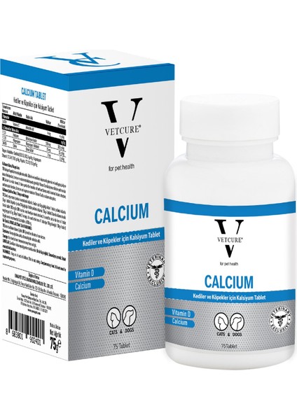 Calcium Kedi ve Köpekler Için Kalsiyum Desteği 75 Tablet