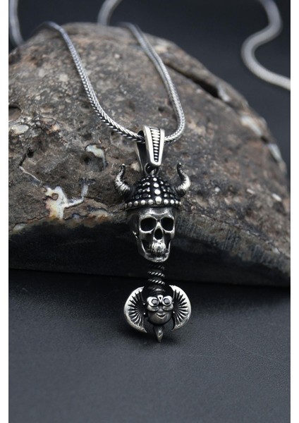 Gümüş Kurukafa 925 Ayar Erkek Gümüş Kolye Zincir modelleri