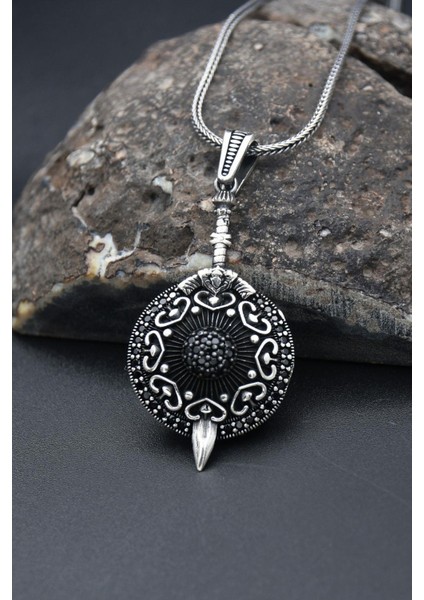 Gümüş Kılıç Kalkan 925 Ayar Erkek Gümüş Kolye Zincir modelleri