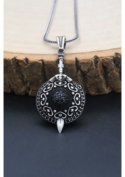 Gümüş Kılıç Kalkan 925 Ayar Erkek Gümüş Kolye Zincir indirimleri