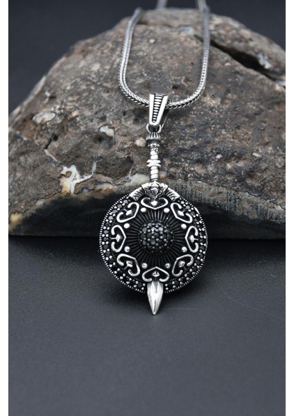 Gümüş Kılıç Kalkan 925 Ayar Erkek Gümüş Kolye Zincir fiyatları