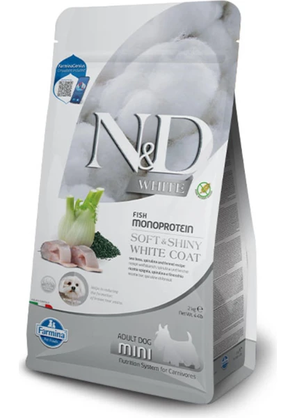 N&d Whıte Dog Levrek, Pirinç, Rezene ve Spirulina Küçük Irk Yetişkin Beyaz Köpek Maması 2 kg