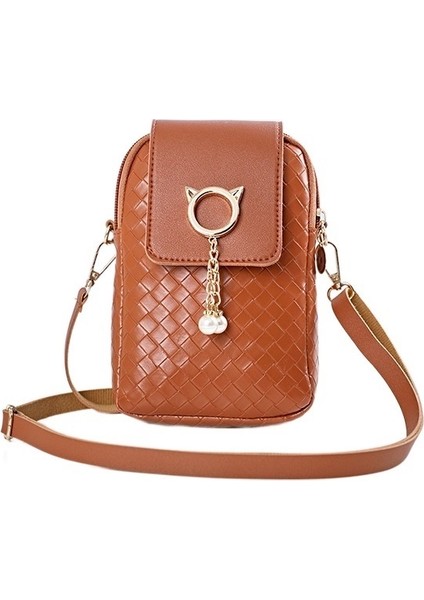 Kadın Çantası Tek Omuz Çapraz Cep Telefonu Çantası Örgülü Inci Püskül Kapaklı Tip (Yurt Dışından)