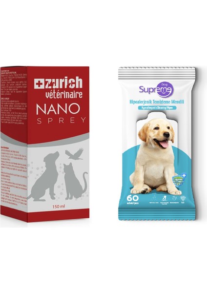 Nano Sprey 150 ml ve Hipoalerjenik Temizleme Mendili 60'lı Paket