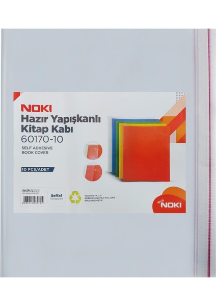 Hazır Yapışkanlı Kitap Kabı 10'lu Şeffaf 60170-10