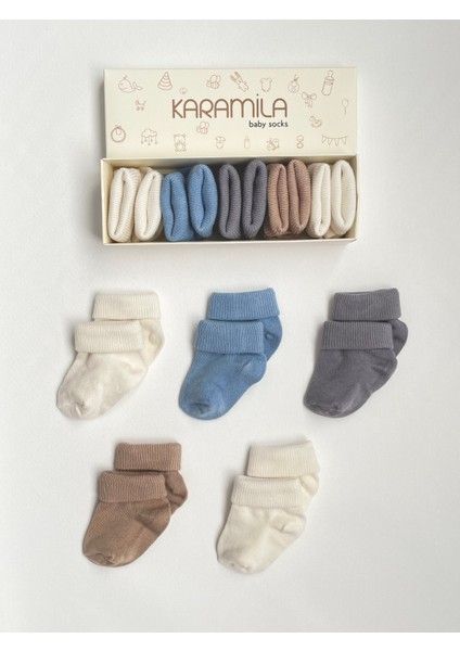 5'li Erkek Set Bebek Bambu Çorap - Baby Bamboo Socks - Yenidoğan Çorap