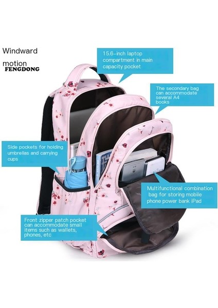 Kadın Sırt Çantası Günlük Büyük Kapasiteli Çok Katmanlı Seyahat Çantası (Yurt Dışından) fiyatları