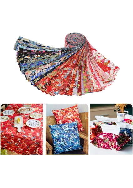 40PCS Japon Tarzı Pamuklu Kumaş Şeritler Demet Diy Zanaat Kumaş Patchwork 6.5X50CM (Yurt Dışından)