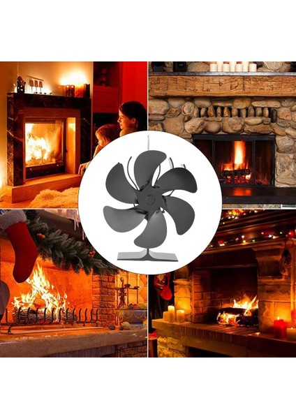 5-7 Bıçak Ahşap Fan Şömine Ateşi Heat Güç Hava Sirkülatörü 165X188MM 6 Blade (Yurt Dışından)