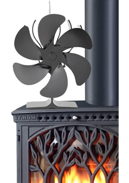 5-7 Bıçak Ahşap Fan Şömine Ateşi Heat Güç Hava Sirkülatörü 165X188MM 6 Blade (Yurt Dışından)