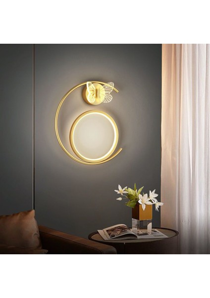Modern Kelebek Duvar Sconce Lambası Oturma Odası Yatak Odası Merdiven Ev Dekorasyon Altın Sol (Yurt Dışından)