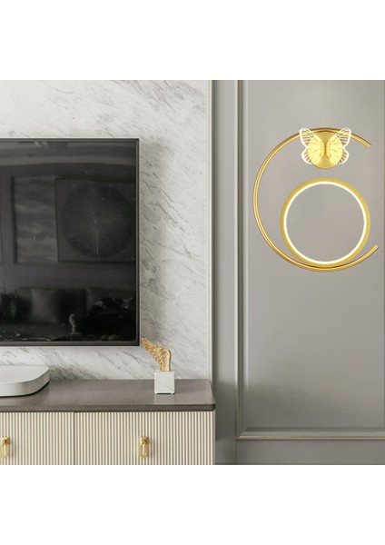 Modern Kelebek Duvar Sconce Lambası Oturma Odası Yatak Odası Merdiven Ev Dekorasyon Altın Sol (Yurt Dışından)
