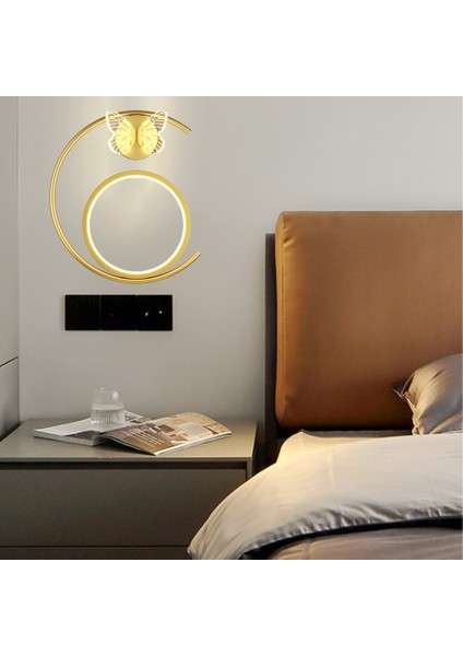 Modern Kelebek Duvar Sconce Lambası Oturma Odası Yatak Odası Merdiven Ev Dekorasyon Altın Sol (Yurt Dışından)