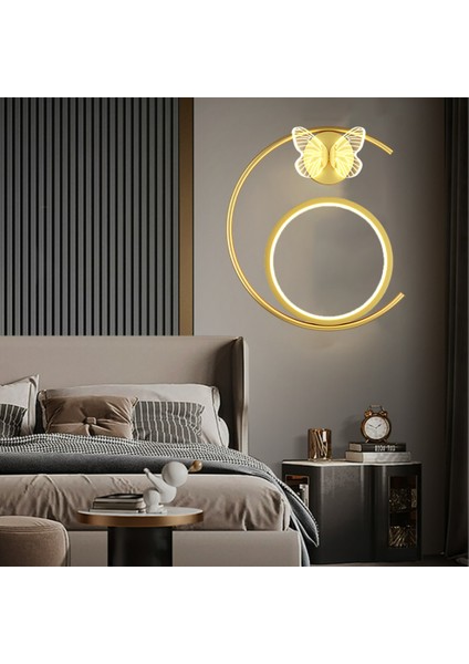 Modern Kelebek Duvar Sconce Lambası Oturma Odası Yatak Odası Merdiven Ev Dekorasyon Altın Sol (Yurt Dışından)