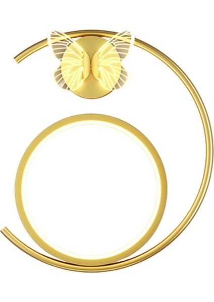 Kelebek Duvar Sconce Işık Fikstür Modern Dekor Lamba Kafe Bar Yatak Odası Loft Altın Sağ (Yurt Dışından)