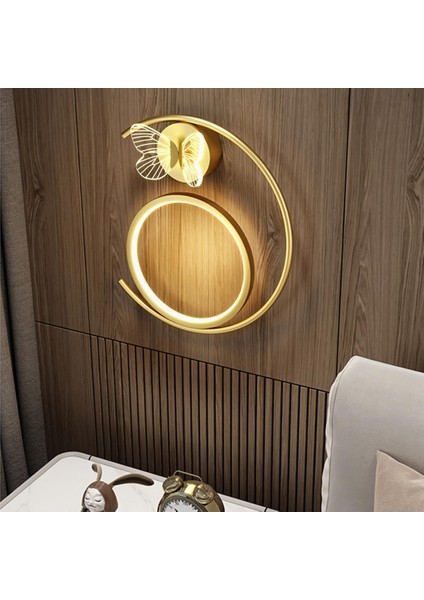 Kelebek Duvar Sconce Işık Fikstür Modern Dekor Lamba Kafe Bar Yatak Odası Loft Altın Sağ (Yurt Dışından)