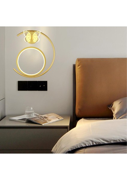 Kelebek Duvar Sconce Işık Fikstür Modern Dekor Lamba Kafe Bar Yatak Odası Loft Altın Sağ (Yurt Dışından)