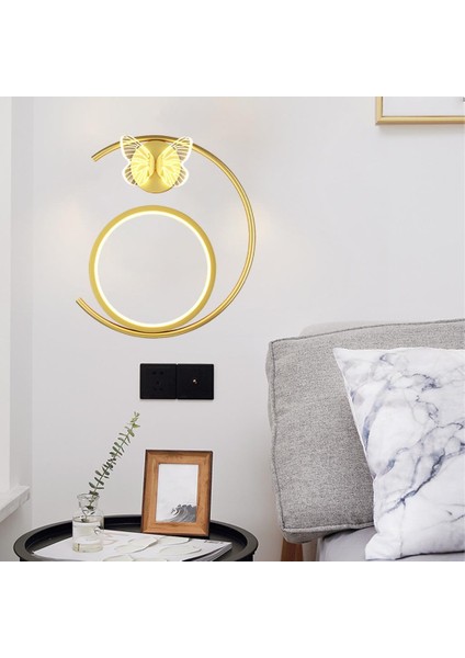 Kelebek Duvar Sconce Işık Fikstür Modern Dekor Lamba Kafe Bar Yatak Odası Loft Altın Sağ (Yurt Dışından)