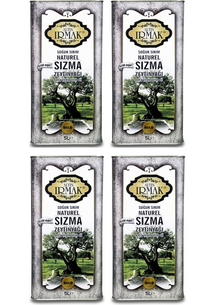 Altın Irmak TOPTAN FİYATA PERAKENDE Soğuk Sıkım Natürel Sızma Zeytinyağı 5litre x 4adet = 20 litre