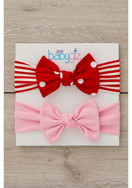 El Yapımı Yumuşak Fiyonk Bağlamalı Doğal Pamuklu Penye Ikili Bebek Çocuk Kız Bandana Pembe Kırmızı modelleri