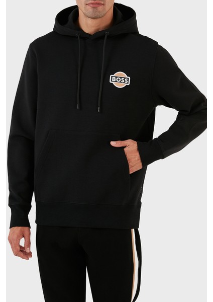 Logolu Kapüşonlu Kanguru Cepli Pamuklu Regular Fit Sweat Erkek Sweat 50494962 001 modelleri